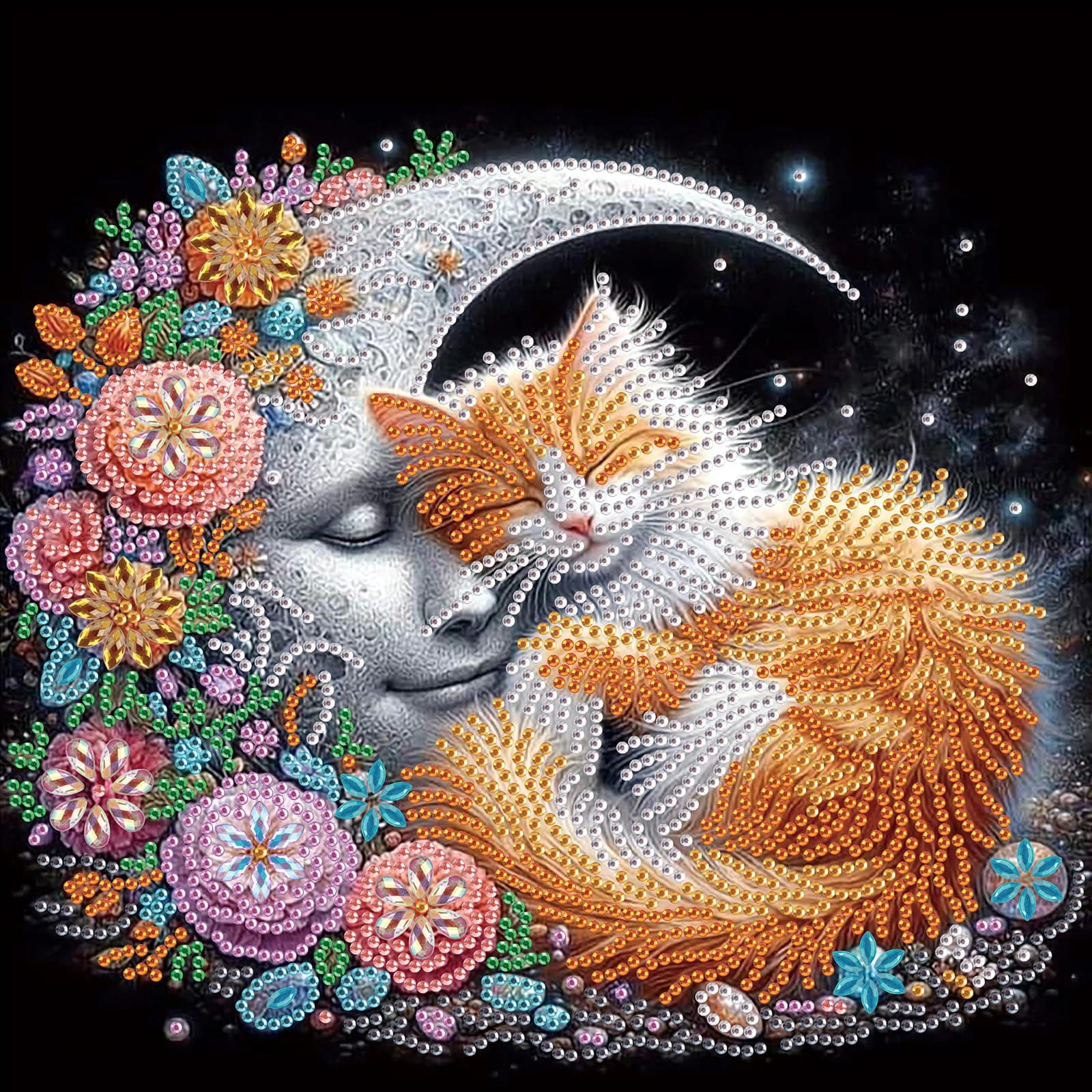 Kit di pittura artistica con diamanti a forma speciale lunare per principianti adulti, kit di forme speciali con diamanti in cristallo per regalo di decorazione della parete di casa