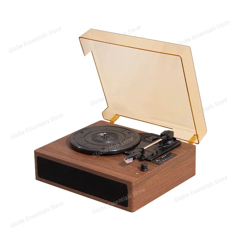 Vinyl Record Player, Wood Grain Gramophone, Bluetooth Speaker, Turntable, Retro Gift, Birthday Vinyl Record Player