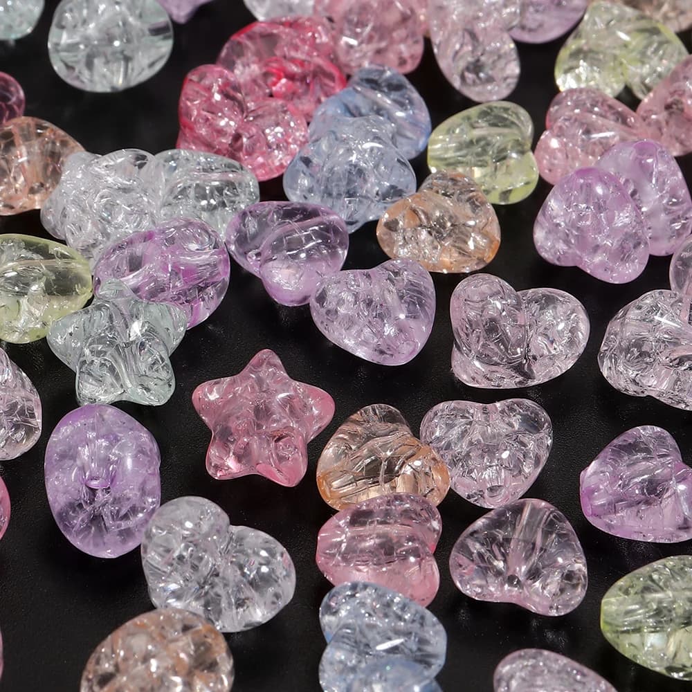 50-100pcs Clear Acrylic Burst Beads Candy Color Star Heart Spacer Beads DIY Handmade For Jewelry Findings Bracelets Accessories