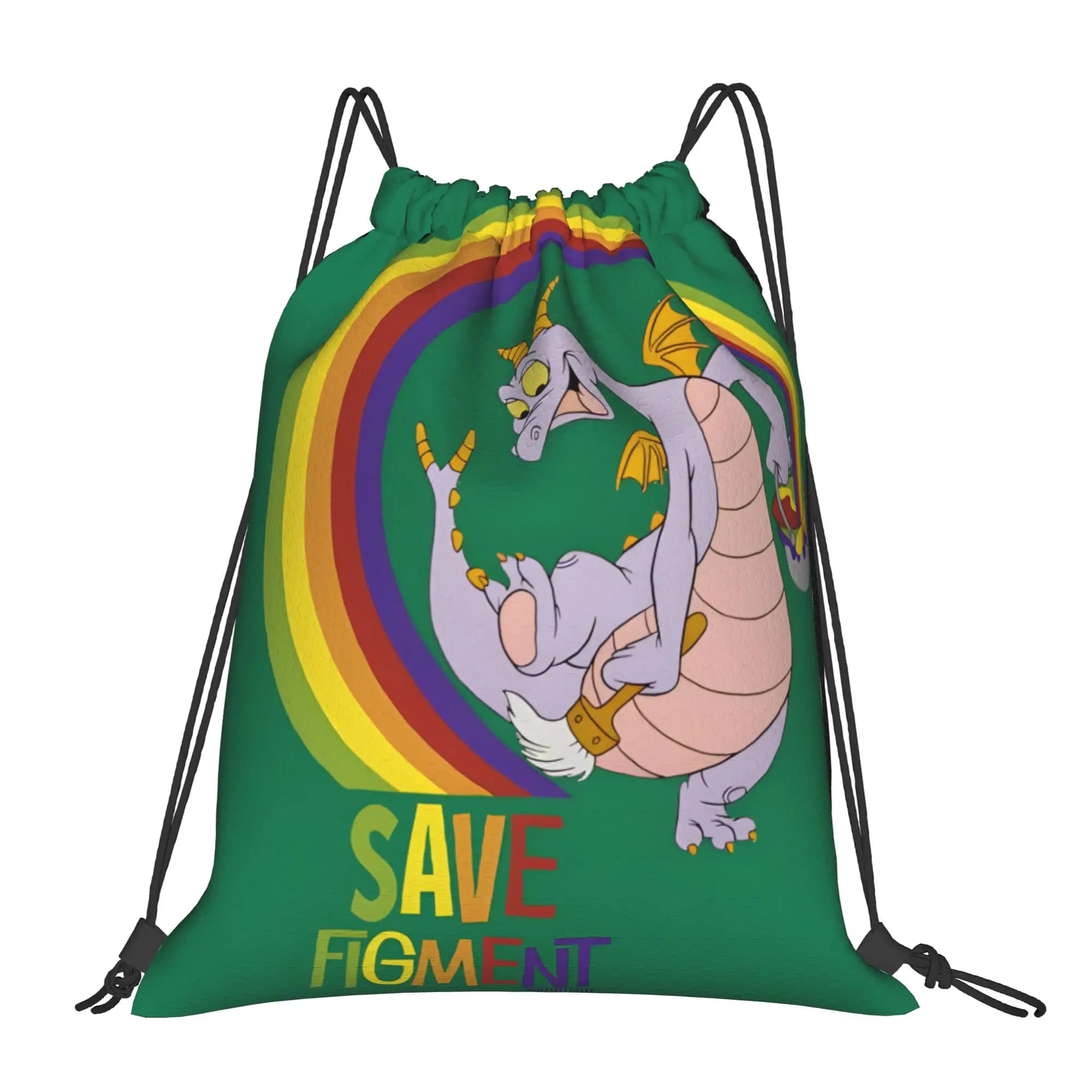 1 pezzo Rainbow Figment Kawaii Borsa con coulisse per scarpe e vestiti, borsa portatile per adolescenti