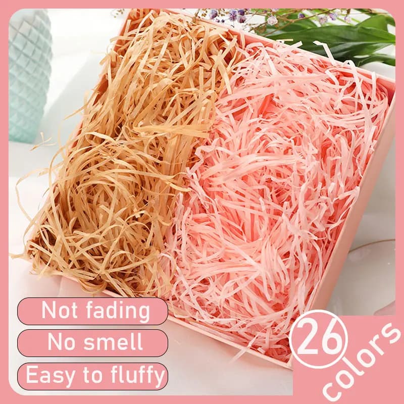 20/50/100g Rafia Confezione regalo di carta Riempitore Imballaggio Erba Cuscino di carta Per Natale Confezione regalo di nozze Decorazione di riempimento