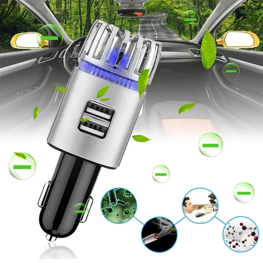 Air Purifier for Car Mini Car Car Air Fresh Anion Purifier Ionic Oxygen Bar Deodorant Ozone Deodorant for Vehicles USB Charge