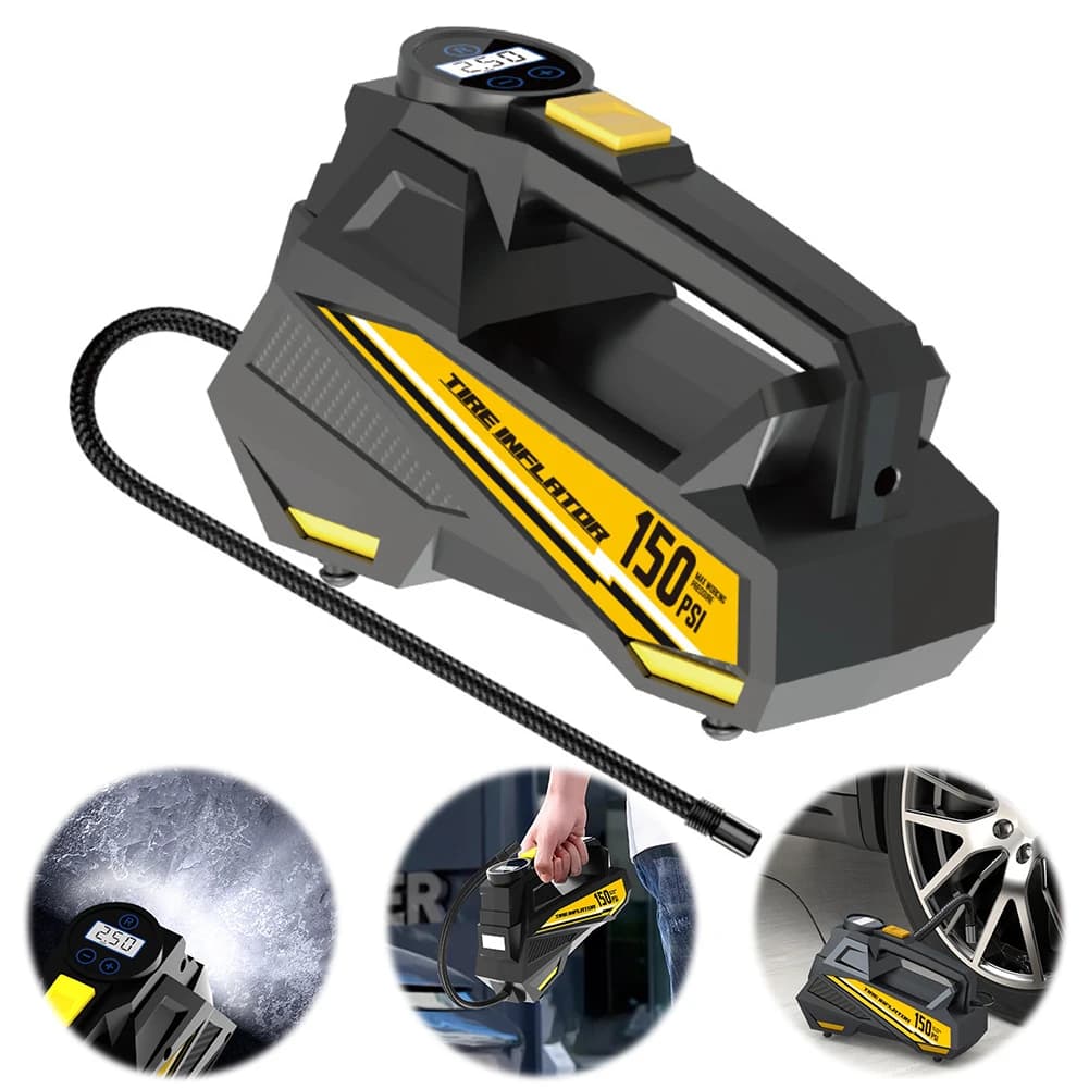 Pompa Gonfiabile Portatile per Auto 150PSI con Luce LED, Pompa Elettrica Automatica con Display Digitale per Pneumatici Auto