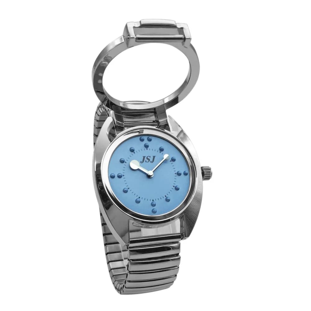 Orologio tattile per non vedenti-a batteria (banda di espansione, quadrante blu)