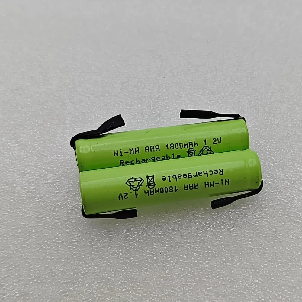 batteria ricaricabile, per rasoio elettrico, rasoio, spazzolino AAA 1,2 V 1800 mAh Ni-MH con linguette a saldare