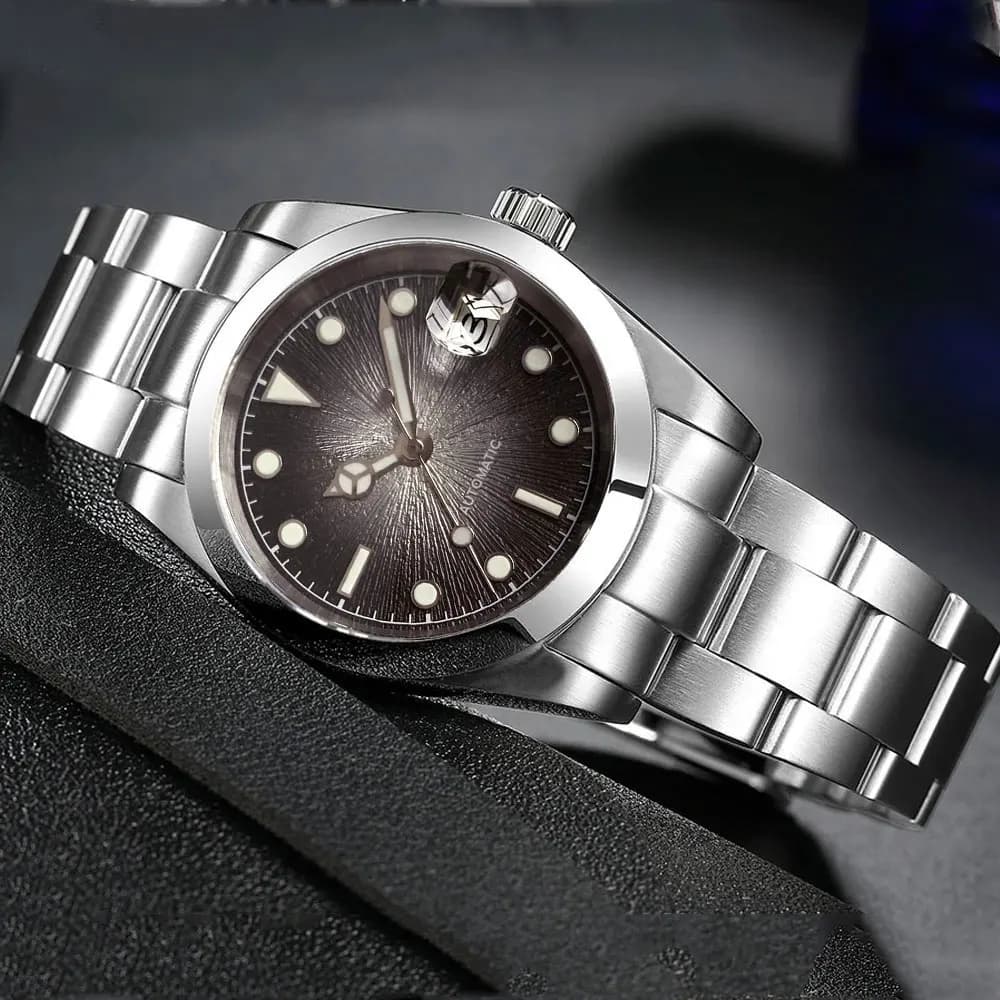 Tandorio 36mm Sunburst Green Blue Red Dial Luminous Diving Miyota 8215 2824 Automatic Men Watch Steel Strap Sapphire Glass
