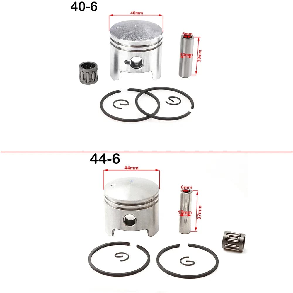 Mot49cc 2-Stroke Engine Piston Kit - 44-6 (44mm) / 40-6 (40mm) with Ring, for Mini Quad, ATV, Pocket Pit Dirt Bike