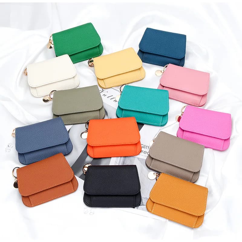Portafoglio da donna in vera pelle stile coreano Portafoglio corto con blocco RFID Portamonete con cerniera multi slot per schede