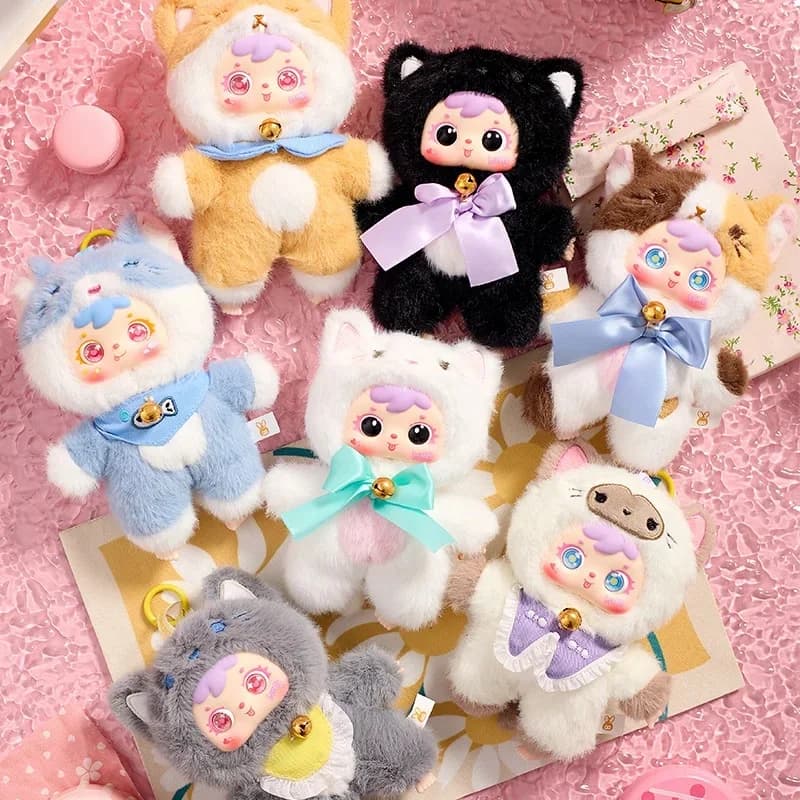 Serie Cat Party Scatola cieca in peluche Anime Cartoon Doll Zaino Ciondolo Portachiavi Decorazione Giocattolo alla moda Scatola misteriosa Modello regalo