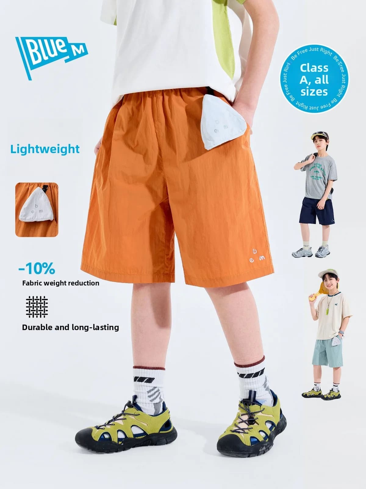 Wear-Resistant Boys' Shorts Casual Summer Children's Clothing Bright Orange Five-Point Pants for Teenage Boys And Preteens