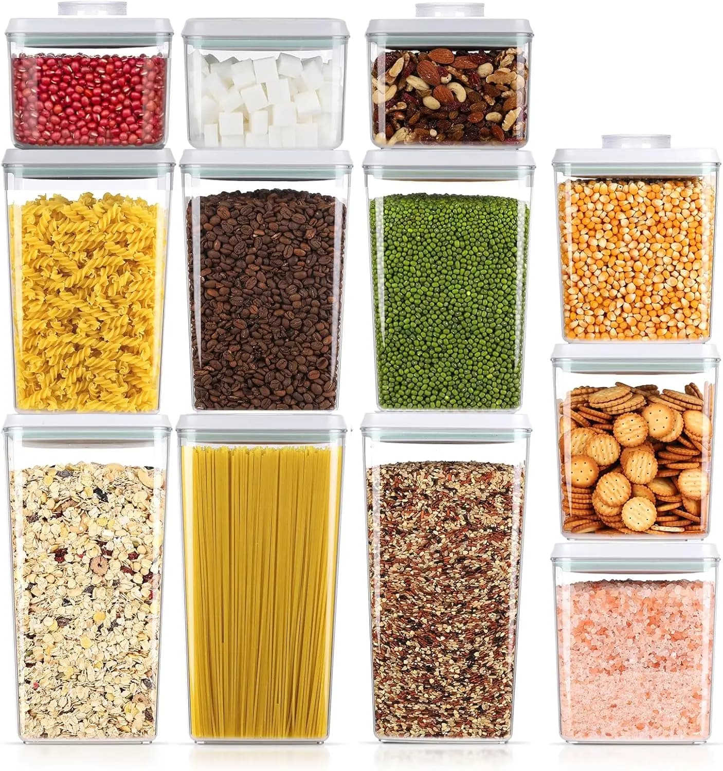 Set of 12 Airtight Containers for Foods with Covers, Organization and Conservation for Kitchen and Dispense, 3.