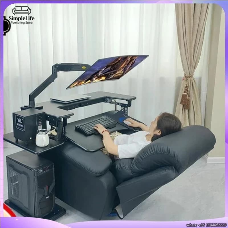 Scrivania per Computer Regolabile in Altezza per Camera da Letto, Ufficio e Casa, Scrivania Ergonomica con Gestione Cavi, Moderna a Forma di L