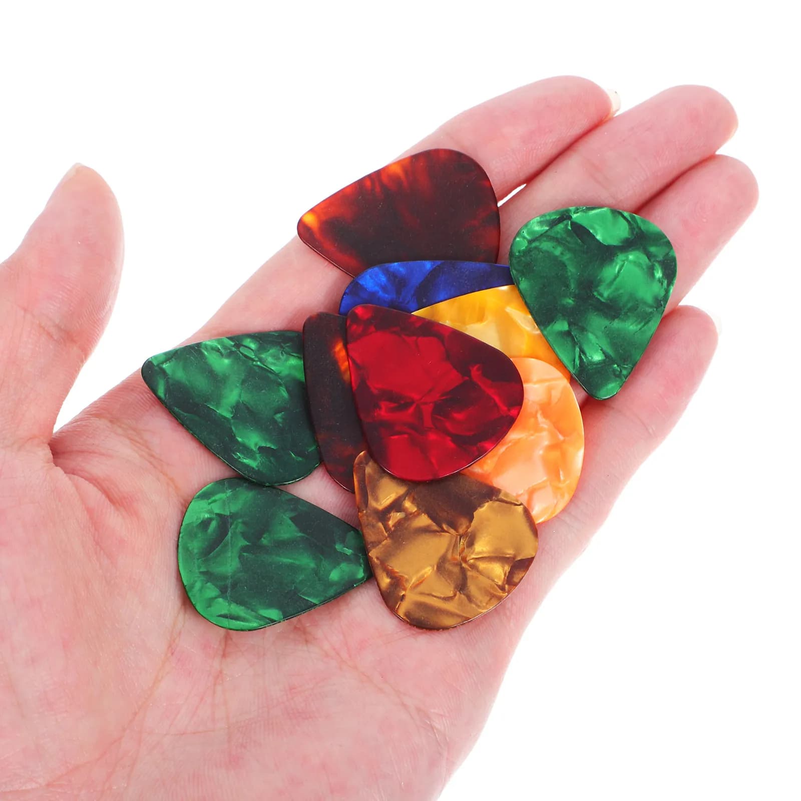 10 Pezzi Plettri per Chitarra Colorati in Celluloide Premium, Lisci e Leggeri, per Chitarra, Basso, Ukulele, Mandolino, Banjo e Accessori