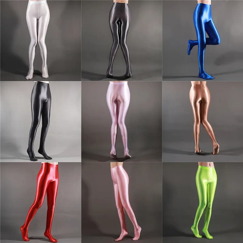 Shiny Glossy Yoga Pants Dance Bottoms Full Length Leggings High Waist Tights Women's Autumn Fashion Ladies' Base Layer Pants
