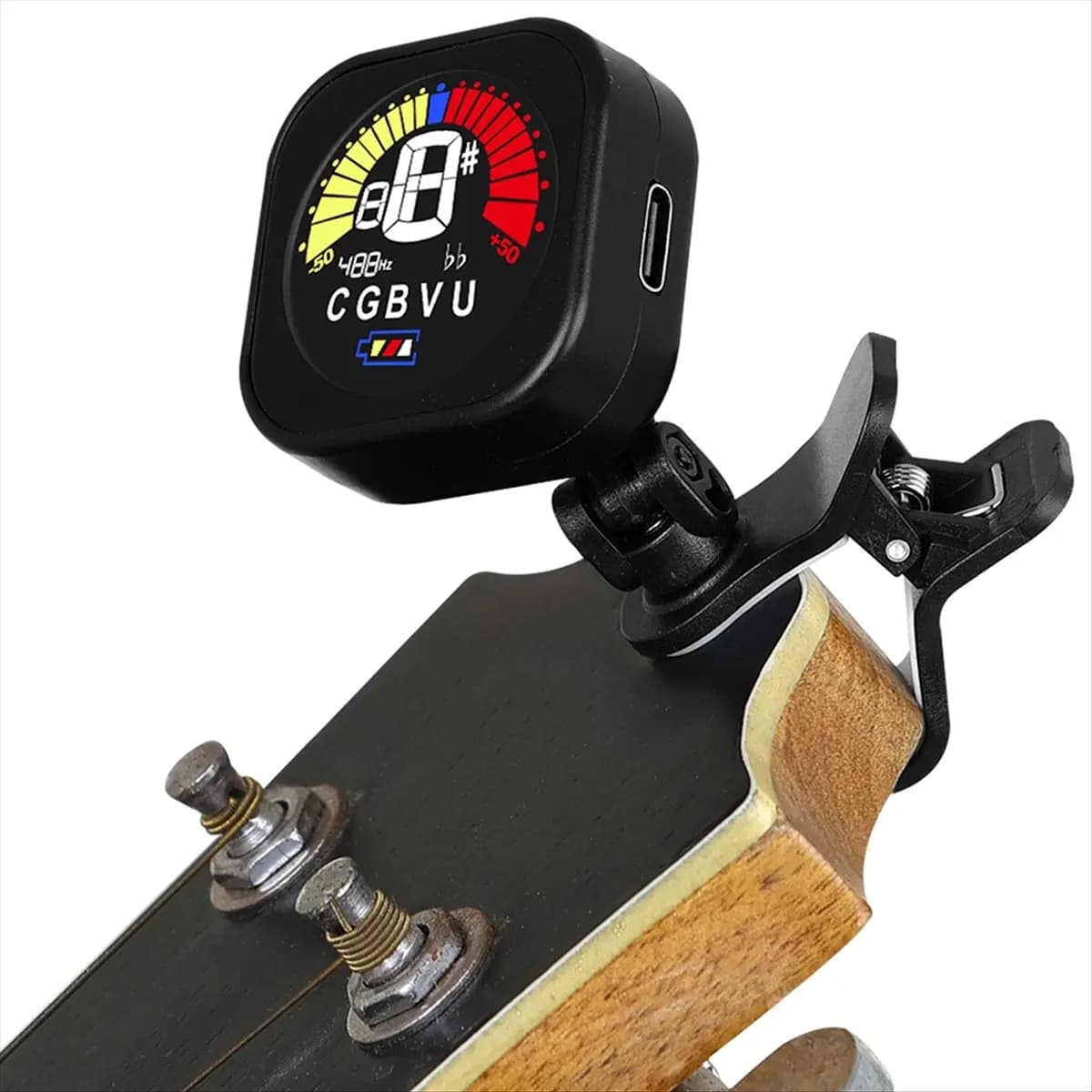 (ABHW) Accordatore per Chitarra Ricaricabile a Clip per Chitarra, Basso, Ukulele, Violino, Accordatura Rapida e Precisa con Display Super Luminoso