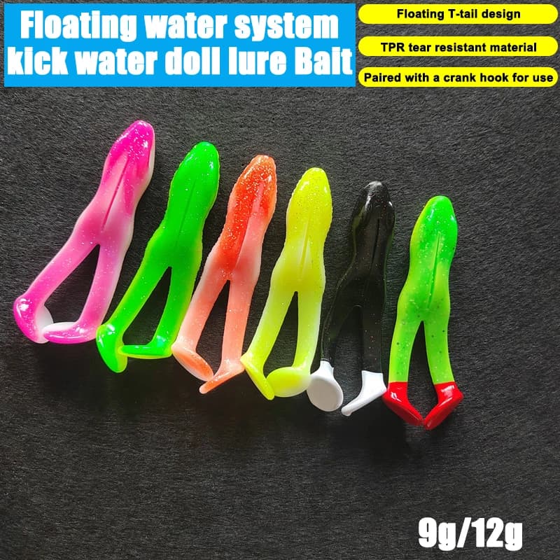 4 pz. Esche Artificiali Galleggianti a Forma di Rana (Kick Frog, Road Runner, Thunder Frog) Morbide Bioniche con Coda a T Anti-Incaglio