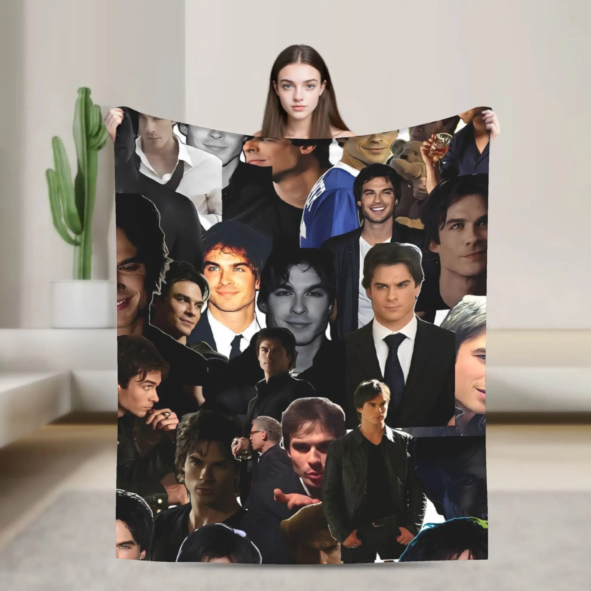 The Vampire Diaries Damon Salvatore Movie Blanket Super Warm Novelty Plush Throw Blanket For Couch Bed Bedspread Bed Cover