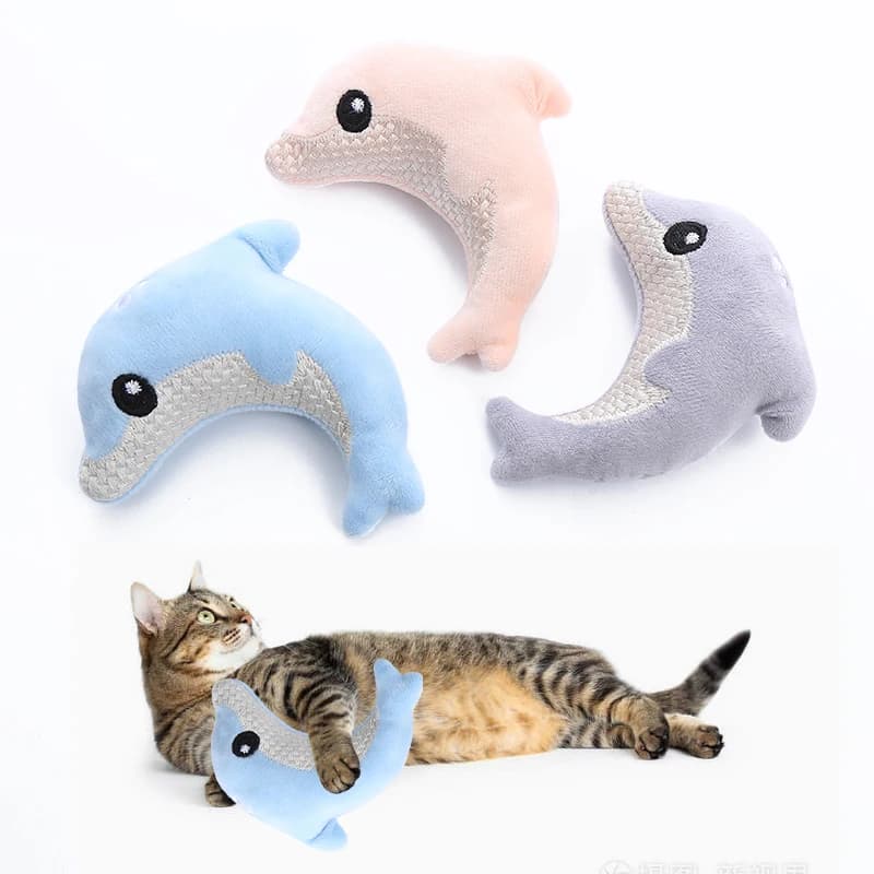 Pet cat toy Cute peluche baby dolphin con catnip nible toy