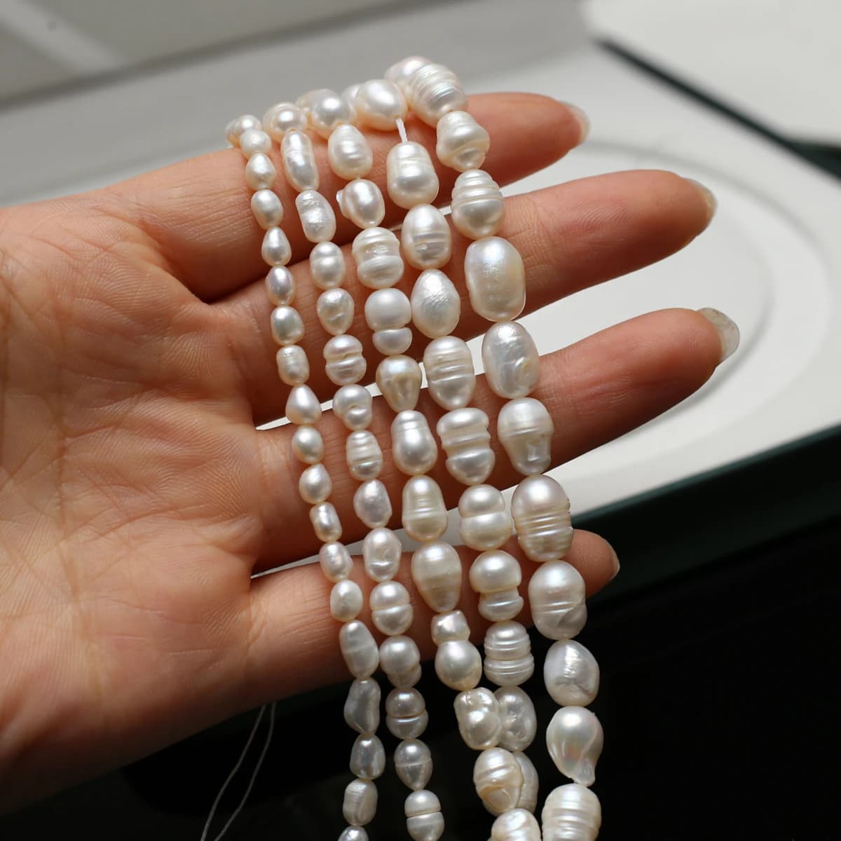 AA 18 cm autentico radioso naturale d'acqua dolce perla di riso isolata perline allentate gioielli da donna fai collana fai da te accessori braccialetto