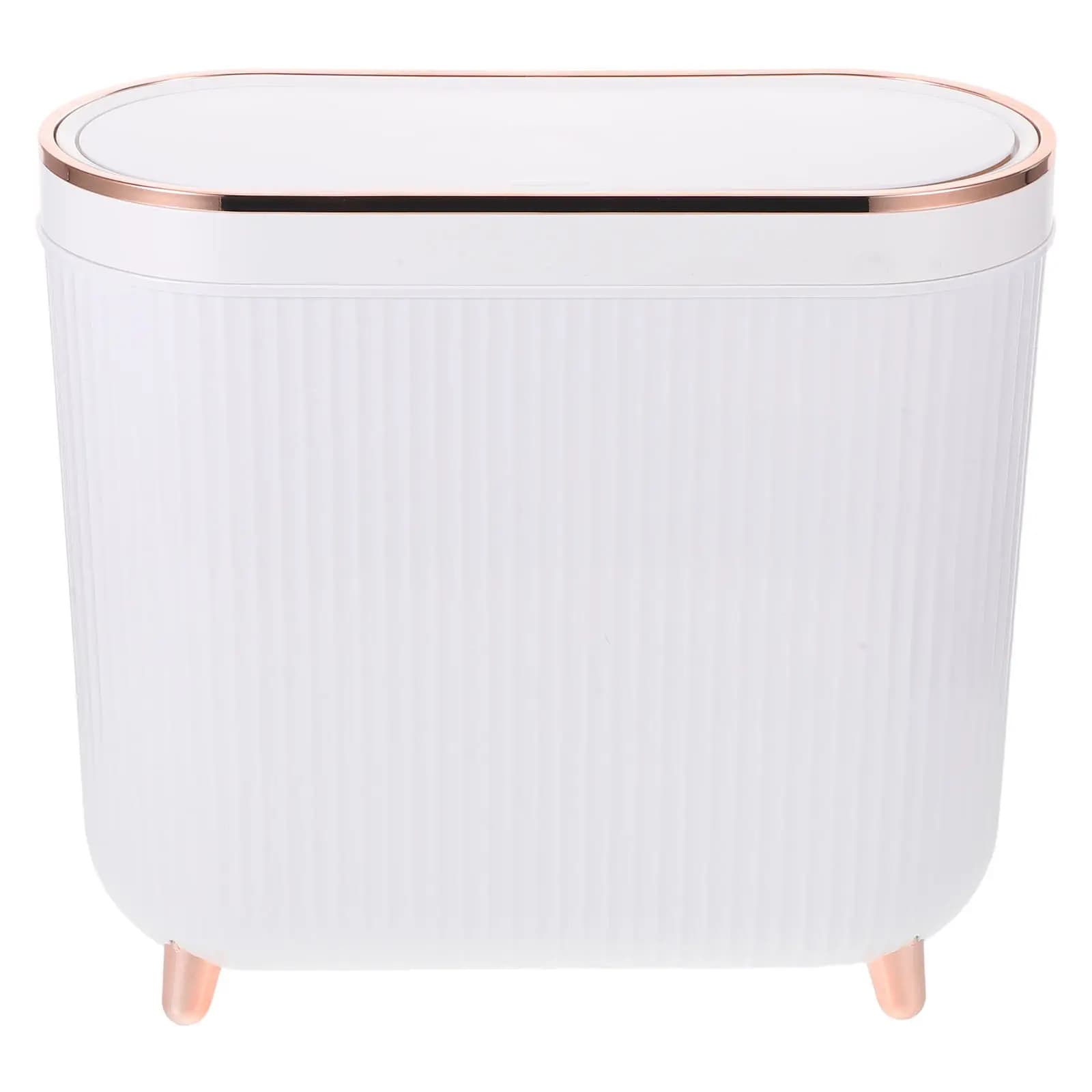 Cestino per Rifiuti da Bagno Slim da 12L con Coperchio, Moderno ed Elegante, Salvaspazio, per Toilette, Stile Lusso
