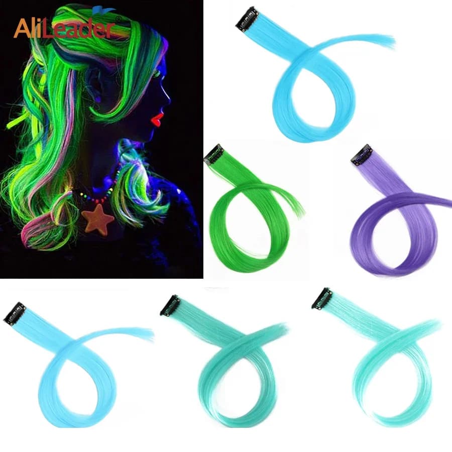 Estensioni dei capelli che si illuminano al buio Clip per capelli sintetici da 20 pollici 11 colori in posticci colorati luminosi Parrucchino arcobaleno