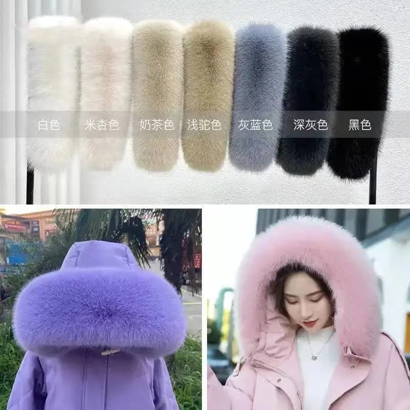 Women Faux Fox Fur Collar Shawl Furry Fur Scarf For Winter Coat Hood Fur Decor Collar Parkas Coat Fake Fur Collar Scarves