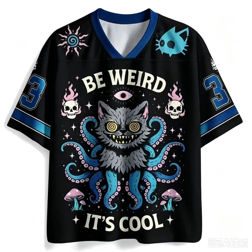 Retro Hunter Octopus Cat Pattern 3D Print Quick-Dry Men Women V-Neck Large-Sized T-Shirt Outdoor Street Casual Y2K Family Shirt