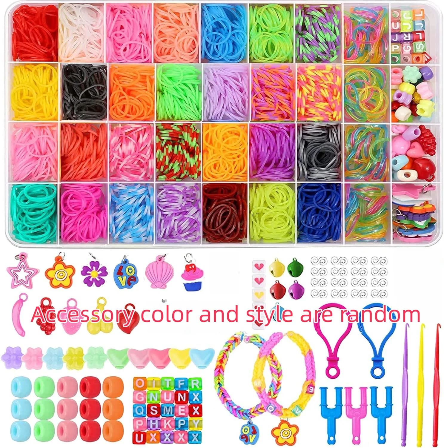 36-40 grids/box luminous Rubber Bands Bracelet Making Kit Creative Jewelry Set Ideal Gift for Little Crafters Vibrant DIY