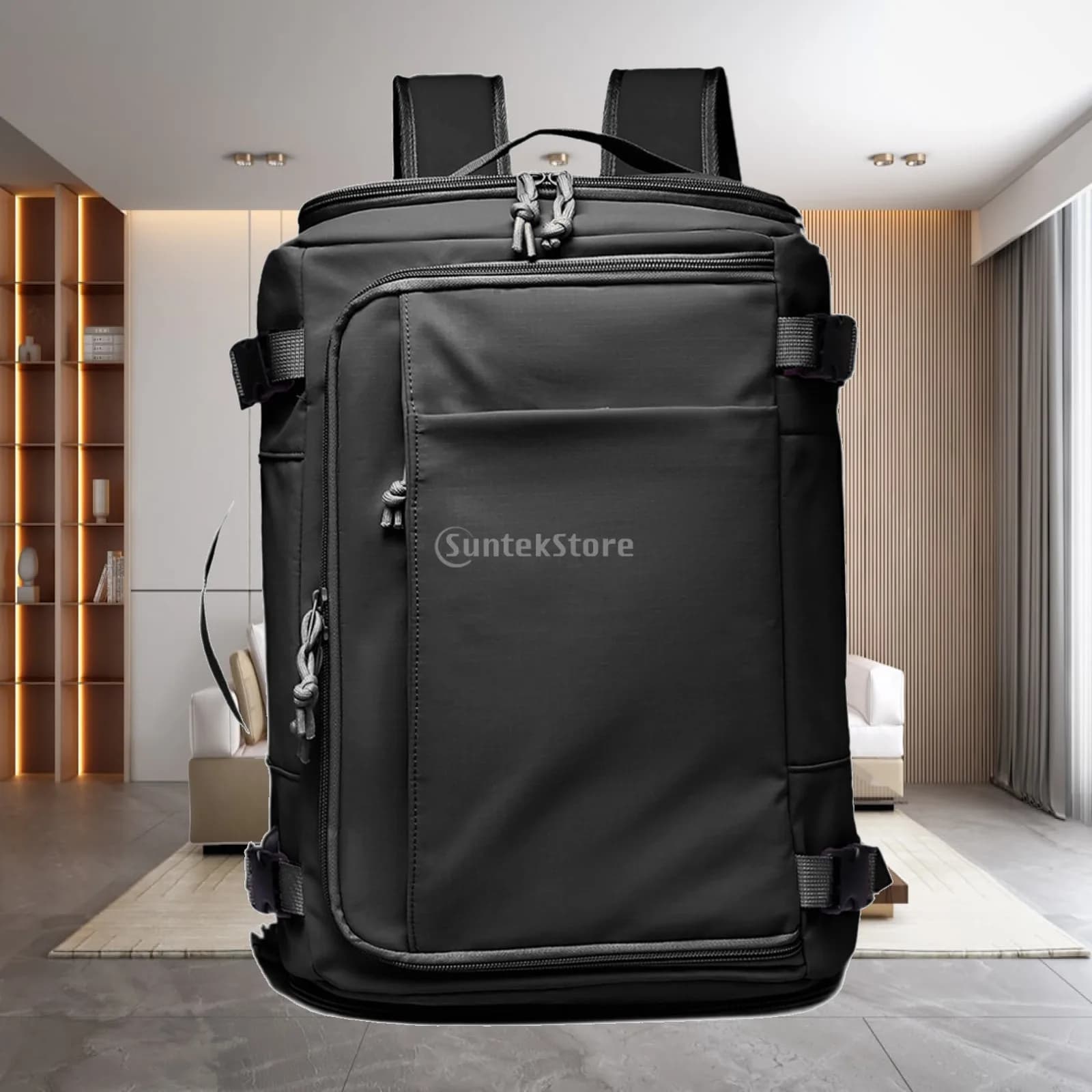 Laptop Backpack Larger Capacity Water Resistant Daily Heavy Duty Breathable Back Work Portable Expandable 28-38L (Black) Gift