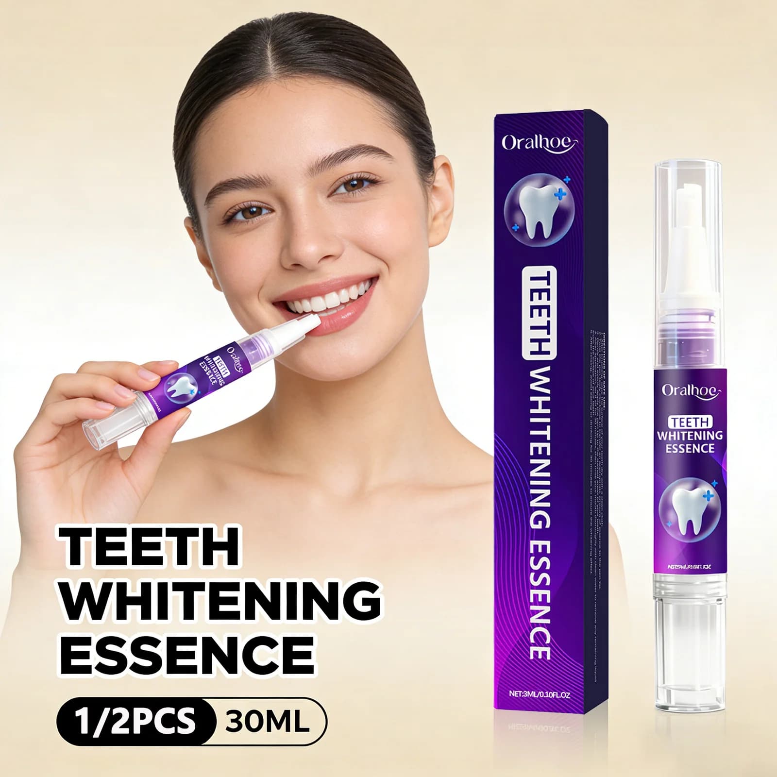 Purple Teeth Whitening Pen - Removes plaque and stains, oral hygiene tools and whitening, whitening and refreshing breath