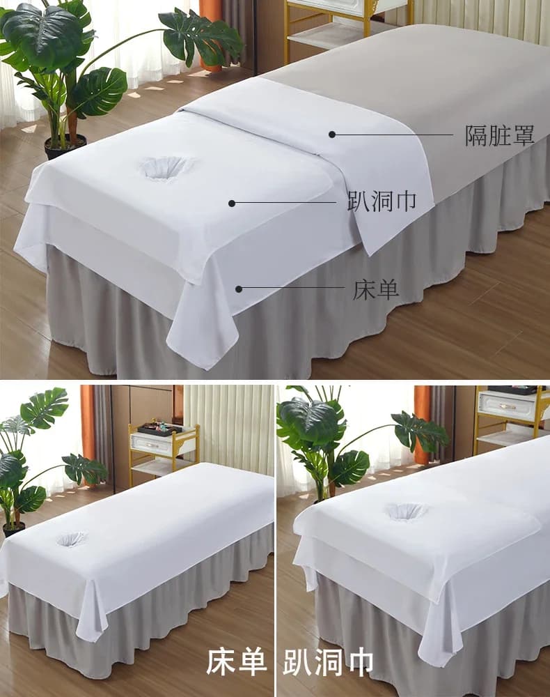 3pcs Hyaluronic Acid Bed Sheets Beauty Salon Bedding Sets, Head Towel+quilt Cover+bed Sheet, Cosmetic Salon Spa Massage Beddings