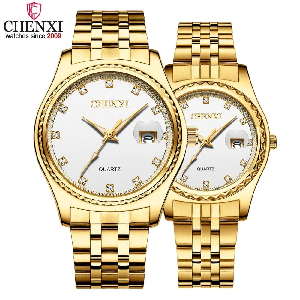 CHENXI Watch Lovers New Top Luxury Brand Man Woman Quartz Watch Stainless Steel Waterproof Calendar Watches Watch for Couples