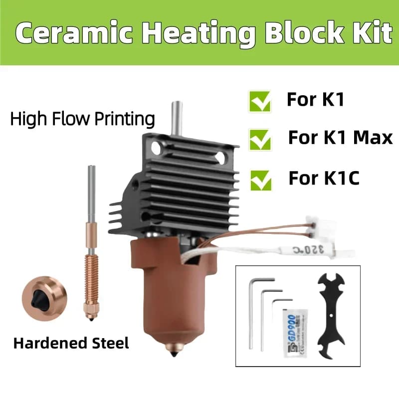 Kit Hotend per Creality K1C/K1 MAX con blocco riscaldante in ceramica Ugello intercambiabile rapido interamente in metallo con parti della stampante 3D a riscaldamento rapido