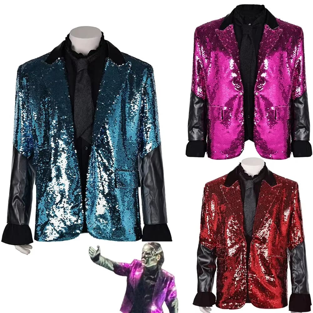 Punk The Ghosts Cappotto Cosplay Costume Abito per adulti Band Ghost Top Hip Hop Rock Giacca Carnevale di Halloween Abbigliamento con paillettes