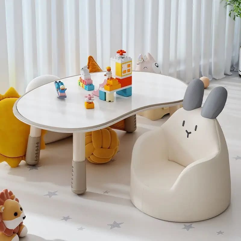 Tavolo per l'apprendimento del bambino regolabile da 37-46 cm Tavolo per l'educazione precoce stabile antiscivolo con bordo rotondo Cura per la crescita della salute della sicurezza del bambino