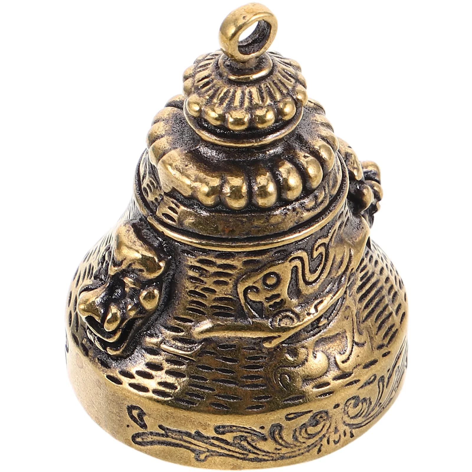 Vintage Brass Hanging Bell with Lion Motif Retro Wall Mounted Door Chime Crisp Sound Copper Wind Chime Pendant for Entryway