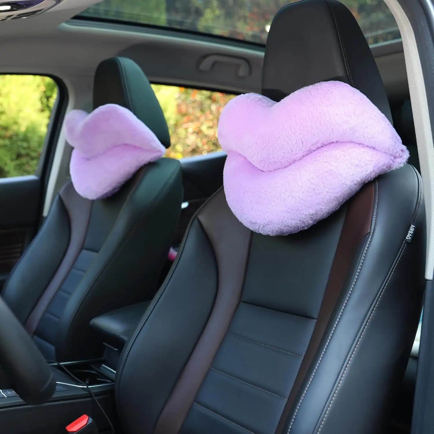 Set di 2 Cuscini a Forma di Labbra per Poggiatesta Auto, Morbidi e Confortevoli per Guida, Viaggi, Ufficio, Arredamento Casa in Lavanda