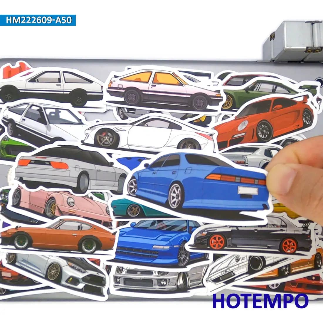 50 pcs, mixed sports car, racing car, funny scratches, waterproof adhesives, for luggage, bike, motorcycle, skateboard, helmet, phone, laptop, stickers, Classic toys