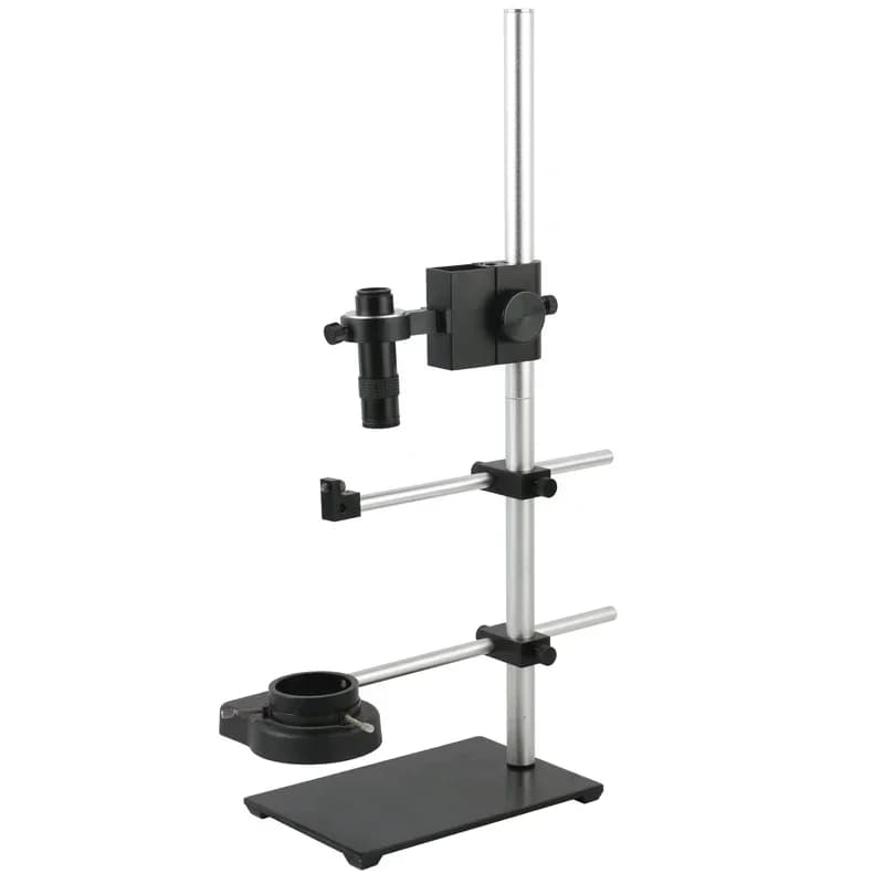 Supporto completamente in metallo Supporto per microscopio regolabile Supporto per asta Set Alta distanza di lavoro per fotocamera per microscopio video digitale