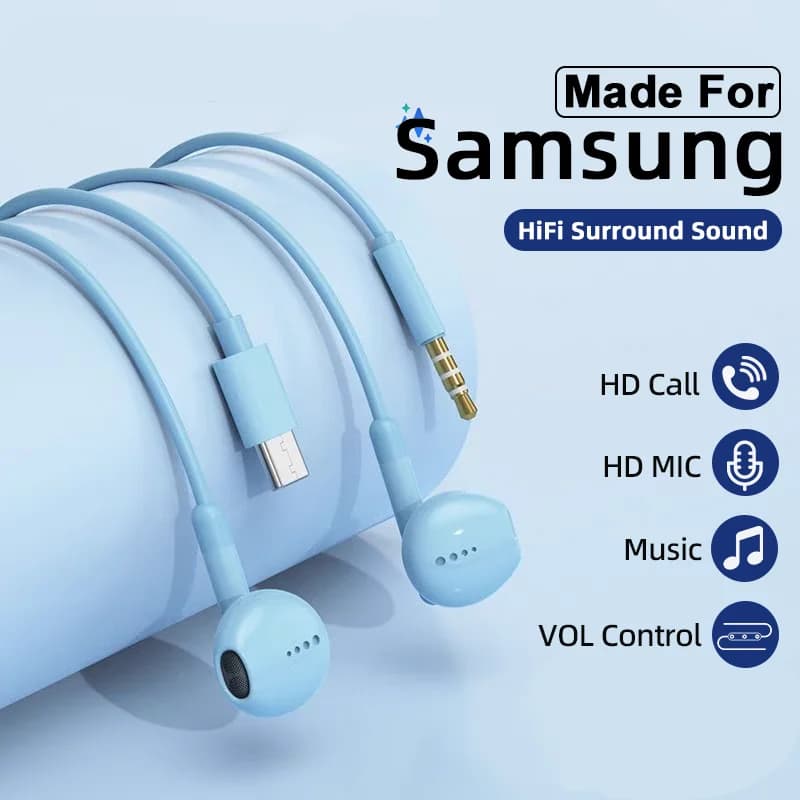 Cuffie di tipo C per Samsung Galaxy S24 S23 S21 S22 Ultra A53 A52 A34 A54 USB C Auricolari cablati Jack da 3,5 mm In Ea Auricolare
