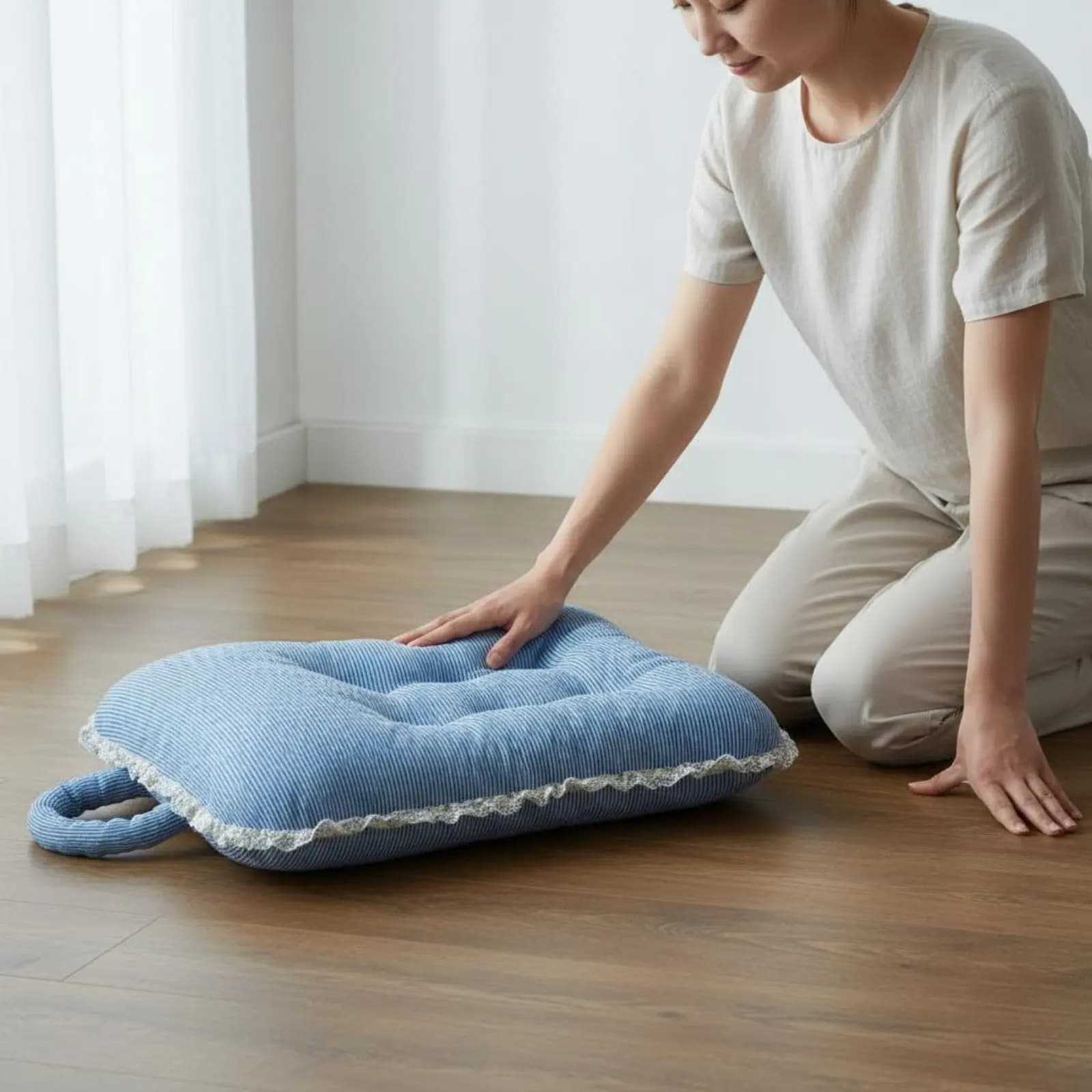 Cuccia Rinfrescante per Gatti, Tappetino Traspirante Rinfrescante per Animali Domestici, Tappetino per Dormire con Cuscino Integrato, Lavabile in Lavatrice, Cuccia per Cani con Maniglia Portatile per Interni