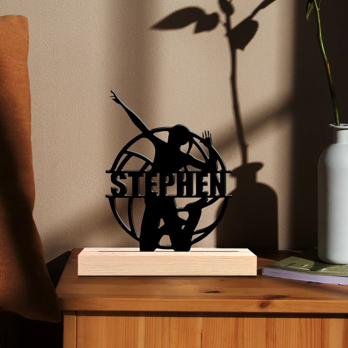1pc Customized Wrought Iron Desktop Ornaments Customizable Name With Wooden Base Home or Office Decorations