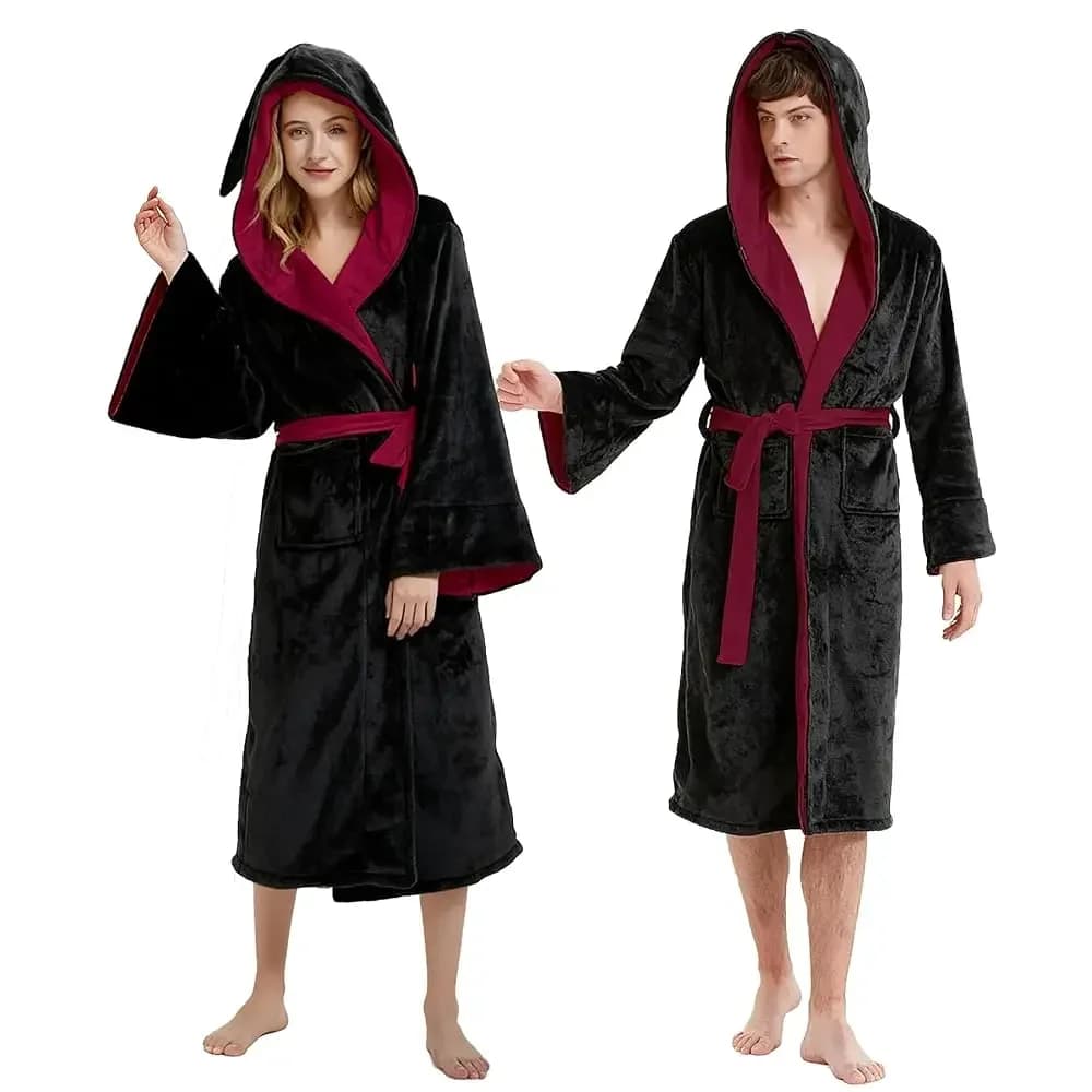 Accappatoio in Flanella per Uomo e Donna, Vestaglia Magica, Pigiama per Coppie, Mantello con Cappuccio da Strega, Costume per Cosplay Scolastico