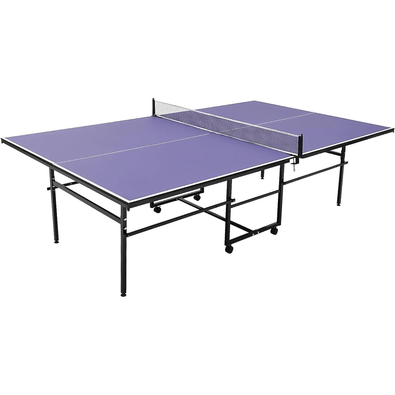 8 ft Portable Ping Pong Table，Professional Game for Adults Teens | Foldable Indoor Outdoor Table Tennis Set with Net, 2 Paddles and 3 Balls - Quick Assembly, Single Player Playback Mode