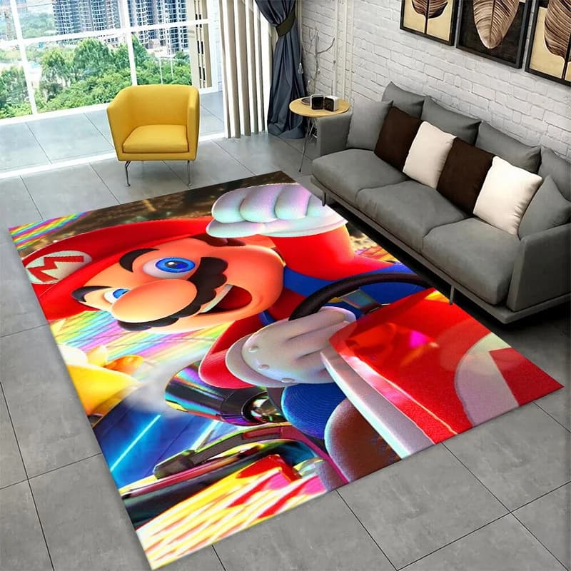 Tappeto Antiscivolo con Motivo Cartone Animato M-Mario Bros per Soggiorno, Camera da Letto, Sala Giochi, Morbido Tappeto Decorativo per Casa e Stanza dei Bambini