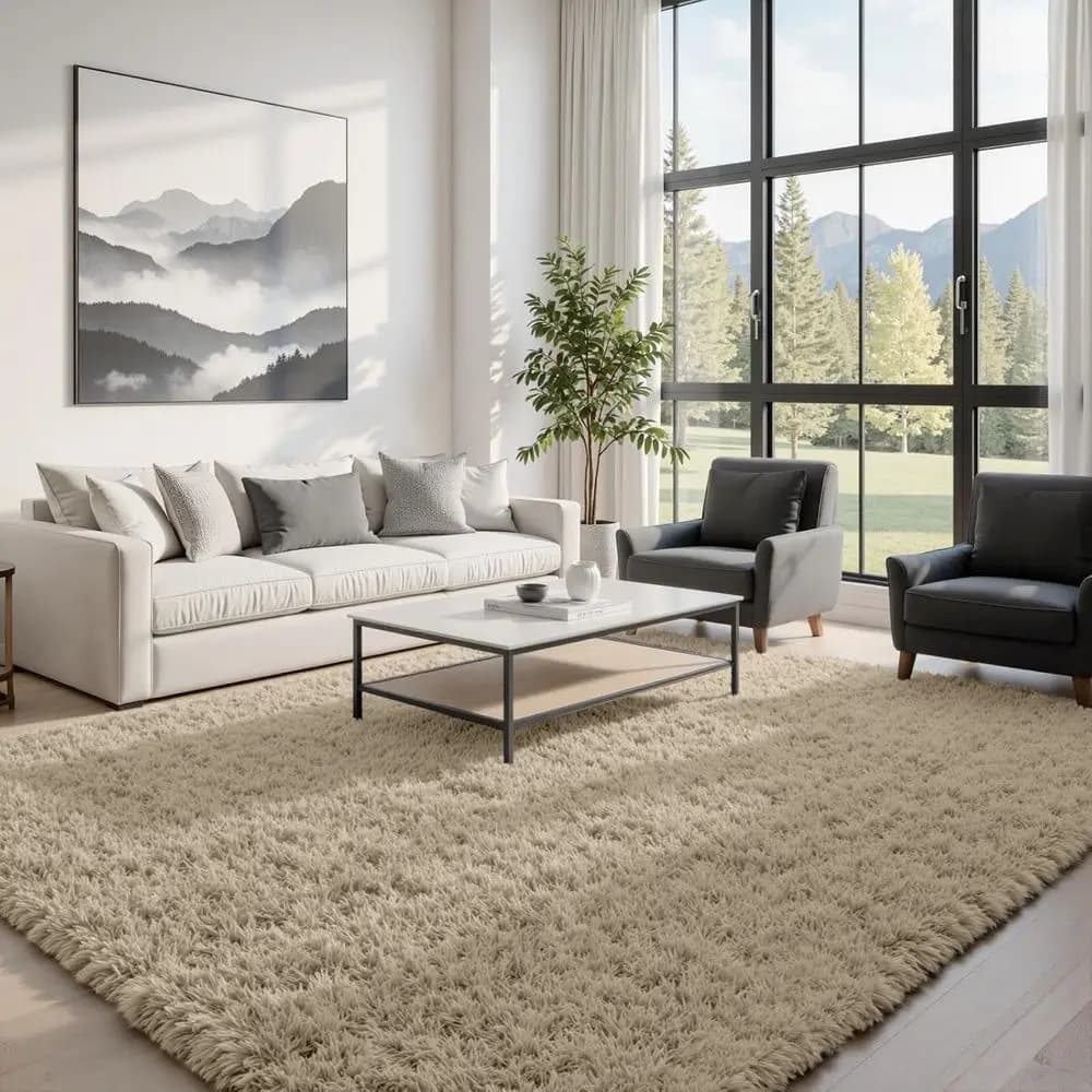 Carpets 8x10 or Carpets for Living Room: Sot Luy Shag Carpet Grey or for Bedroom, Big Anti-slip Plush Mat for Interior