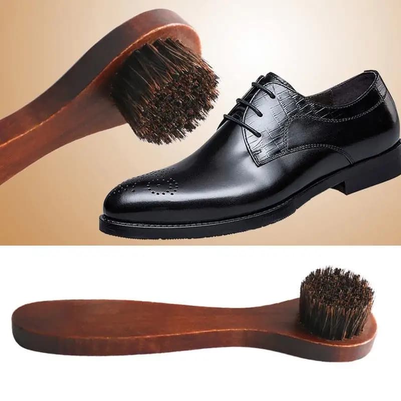 Spazzola per scarpe in crine di cavallo a manico lungo Spazzola per pulizia in morbida pelle Detergente per scarpe a testa tonda Spazzola per pulizia domestica Detergenti per scarpe
