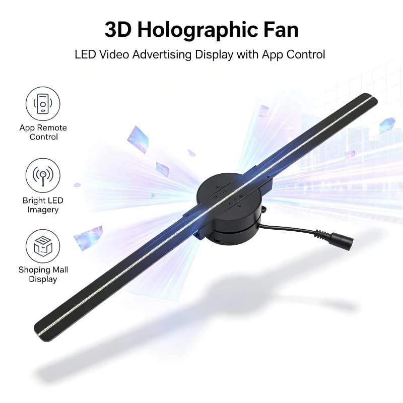APP Remote Control 3D Hologram Fan LED Display, Naked Eye Video Advertising Holographic Projector Screen