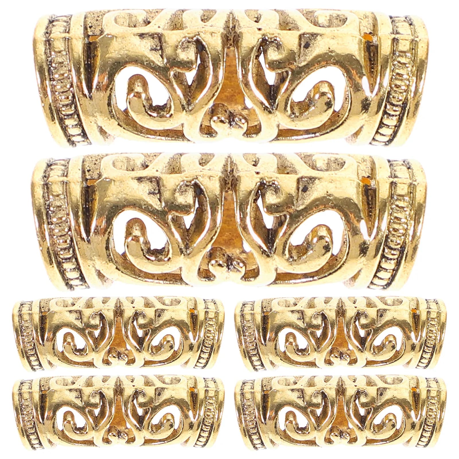 6Pcs Dreadlocks Braiding Beads Hollow Alloy Hair Rings Durable Hair Cuffs Accessories Suitable for Bridal Dreadlock Ring