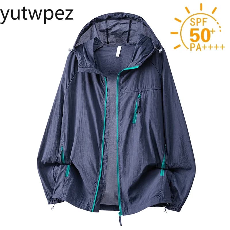 UPF50+ Couple Sunscreen Jacket Men Women Hooded Lightweight Anti-UV Skin Coat Outdoor Breathable Casual Sun Protection Clothing